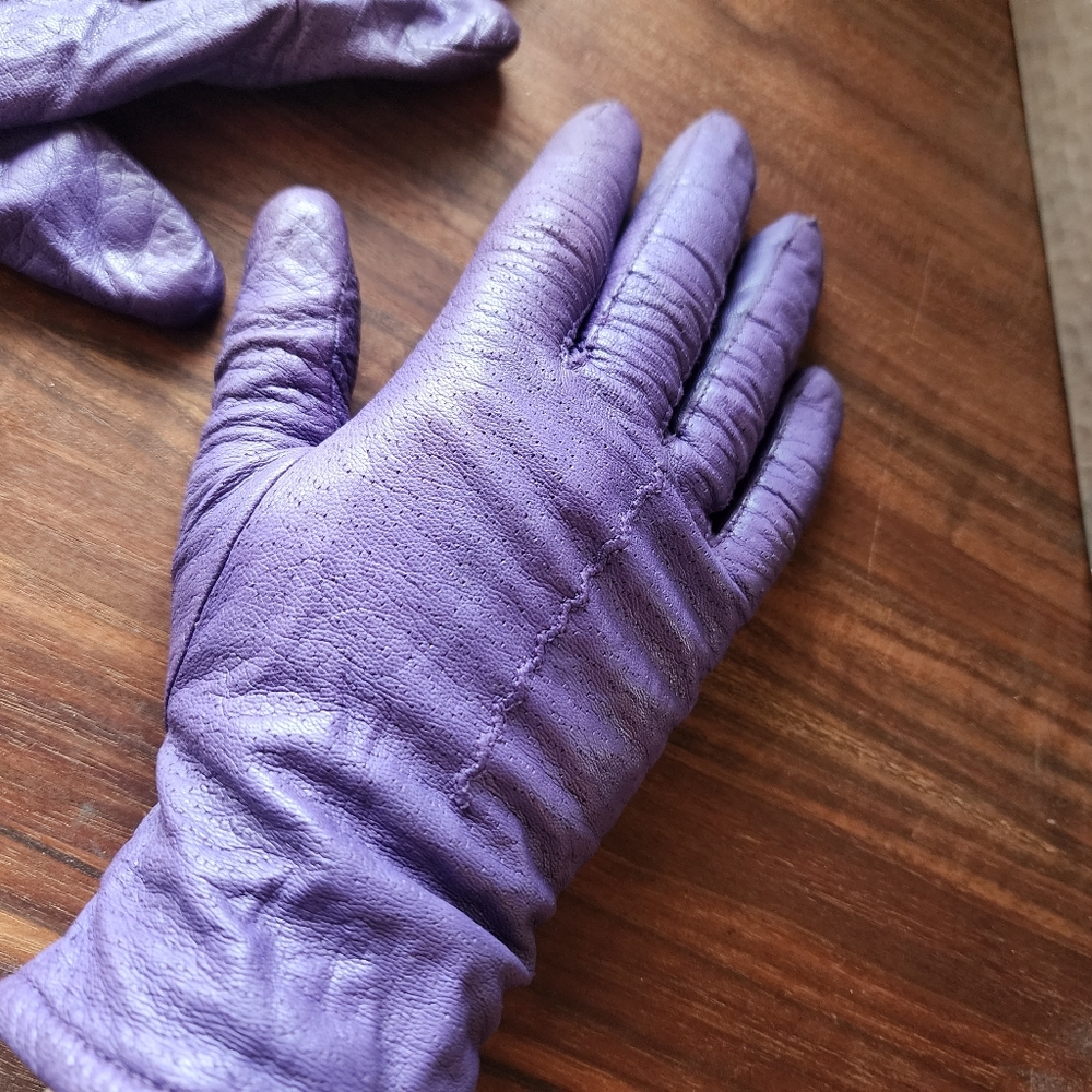 Vintage Fownes Genuine Leather Purple Driving‎ Gloves 7.5